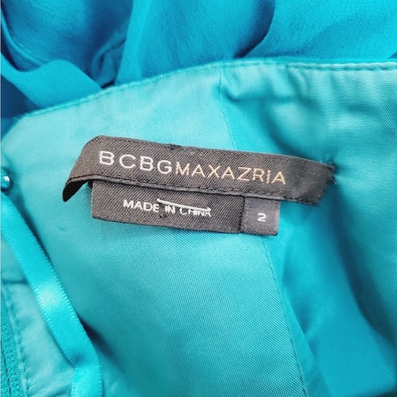 BCBGMAXAZRIA SILK FRINGE PANEL MAXI DRESS - Picture 3 of 4